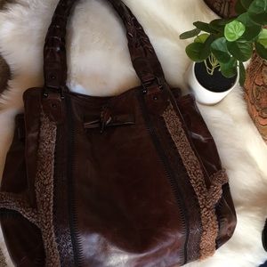 COLE HAAN BROWN LEATHER HANDBAG